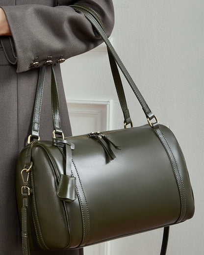 Bolso bandolera de cuero color castaño para mujer