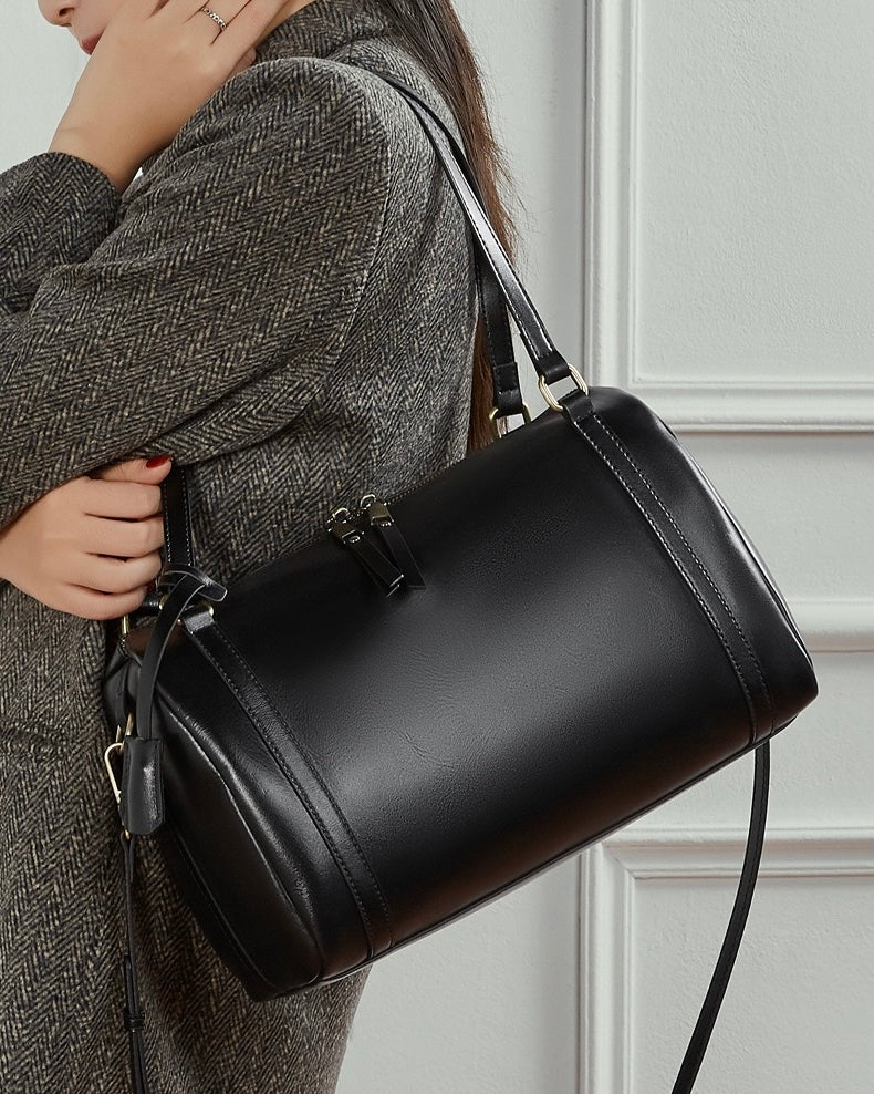 Bolso bandolera de cuero color castaño para mujer