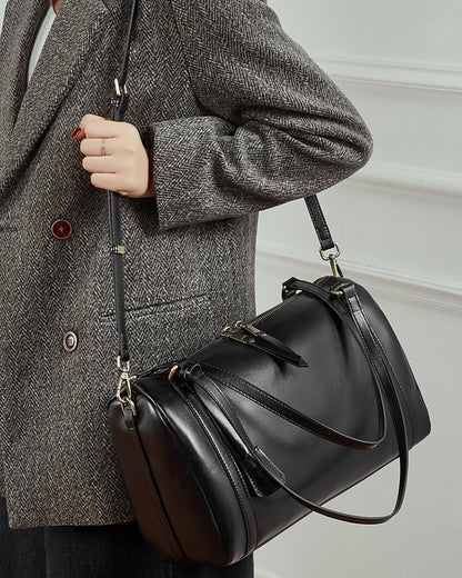 Bolso bandolera de cuero color castaño para mujer