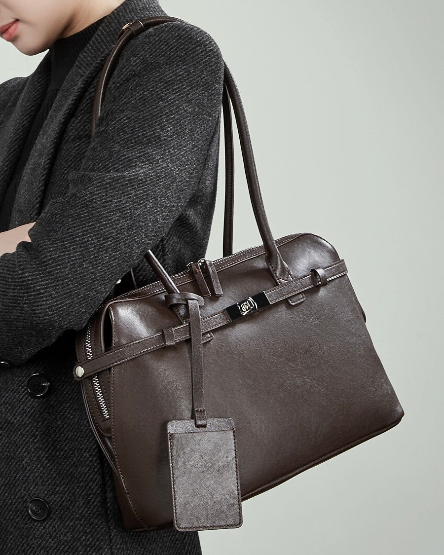 Bolso Tote Estructurado de Cuero Genuino Eclipse para Mujer