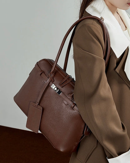 Bolso Tote Estructurado de Cuero Genuino Eclipse para Mujer