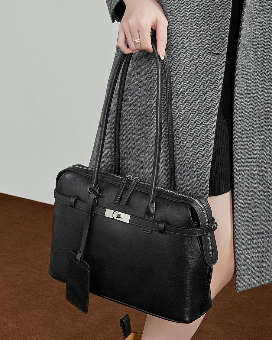 Bolso Tote Estructurado de Cuero Genuino Eclipse para Mujer