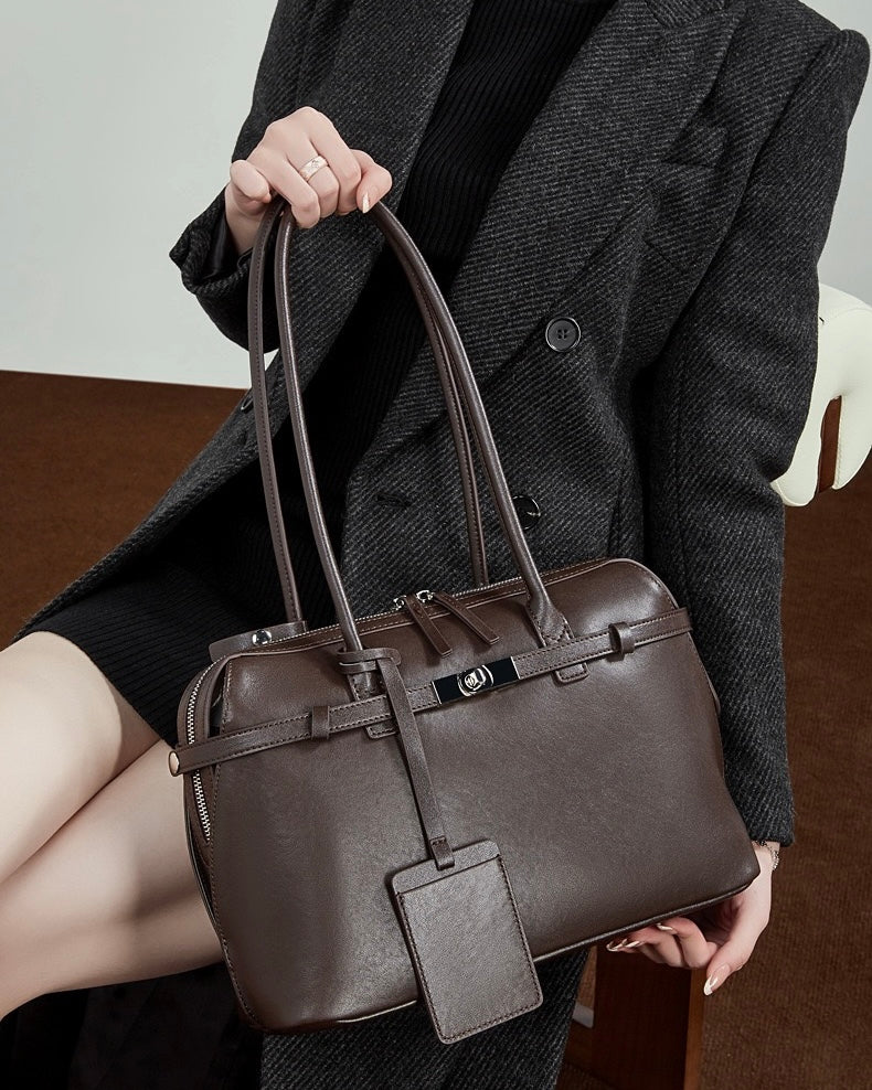 Bolso Tote Estructurado de Cuero Genuino Eclipse para Mujer