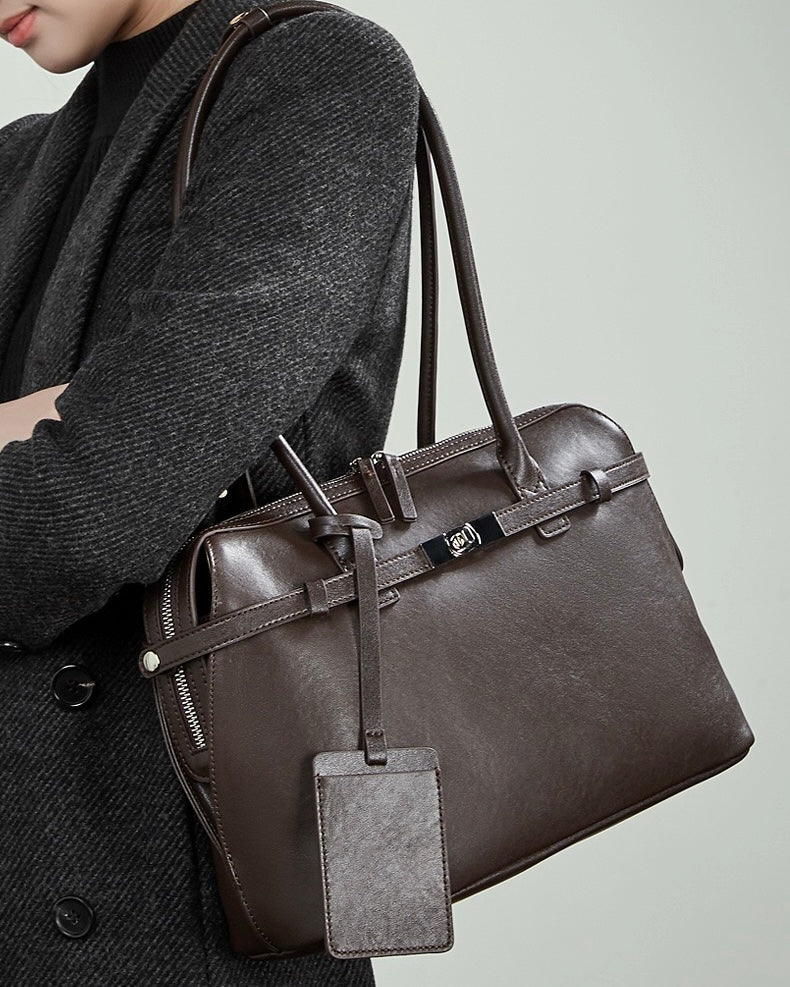 Bolso Tote Estructurado de Cuero Genuino Eclipse para Mujer