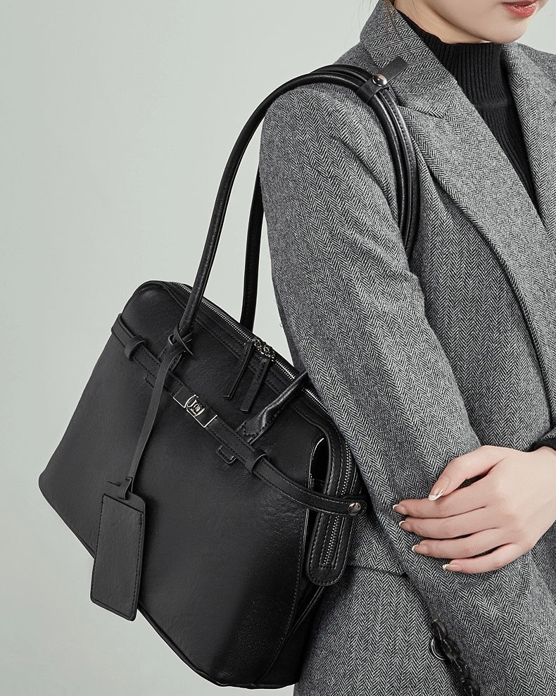 Bolso Tote Estructurado de Cuero Genuino Eclipse para Mujer