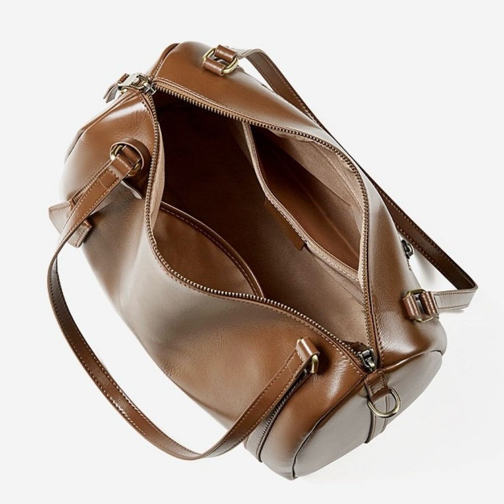 Bolso bandolera de cuero color castaño para mujer