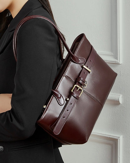 Bolso Tote con Cinturón de Cuero Genuino Ash Etéreo para Mujer