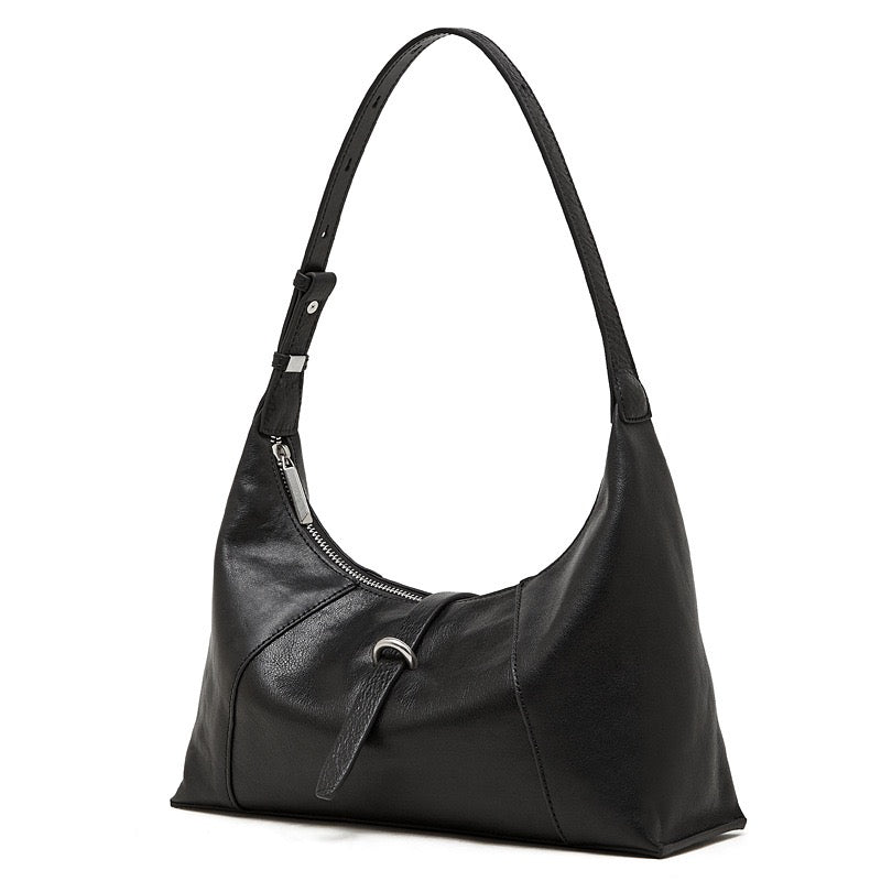 Bolso Hobo Retro de Cuero Genuino en Forma de Media Luna para Mujer