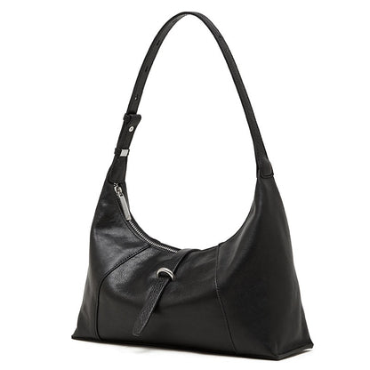 Bolso Hobo Retro de Cuero Genuino en Forma de Media Luna para Mujer