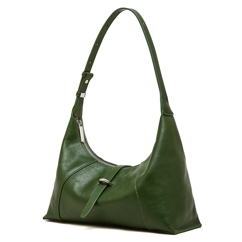 Bolso Hobo Retro de Cuero Genuino en Forma de Media Luna para Mujer
