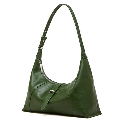 Bolso Hobo Retro de Cuero Genuino en Forma de Media Luna para Mujer