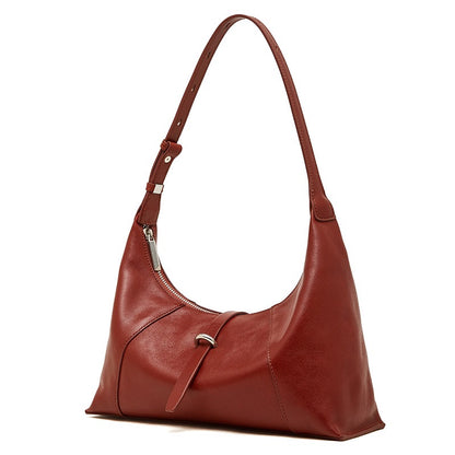 Bolso Hobo Retro de Cuero Genuino en Forma de Media Luna para Mujer