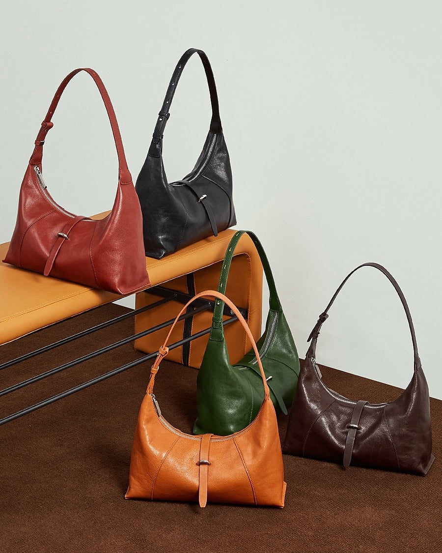 Bolso Hobo Retro de Cuero Genuino en Forma de Media Luna para Mujer