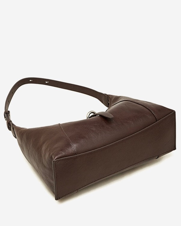 Bolso Hobo Retro de Cuero Genuino en Forma de Media Luna para Mujer