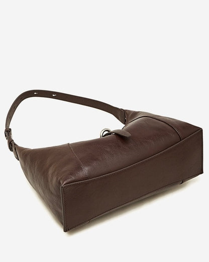 Bolso Hobo Retro de Cuero Genuino en Forma de Media Luna para Mujer