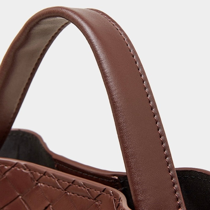 Bolso Tote de Cuero Trenzado con Hebilla para Mujer Noir