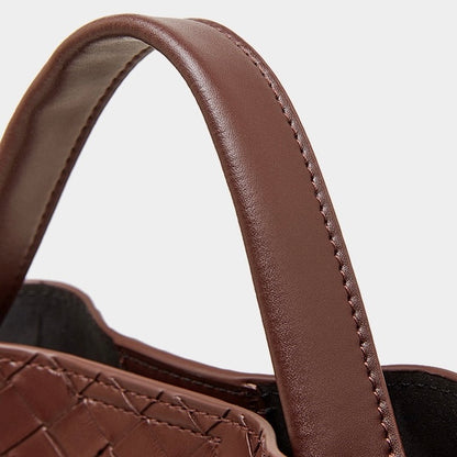 Bolso Tote de Cuero Trenzado con Hebilla para Mujer Noir