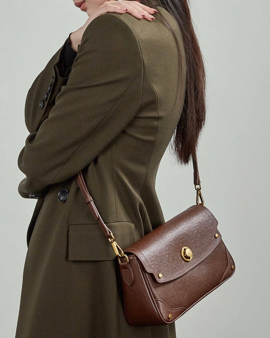 Bolso bandolera cruzado para mujer Eclipse Ash de cuero genuino con hebilla