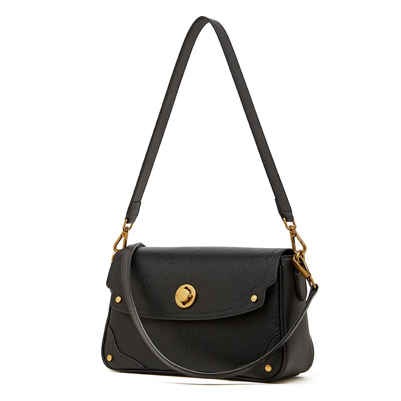 Bolso bandolera cruzado para mujer Eclipse Ash de cuero genuino con hebilla