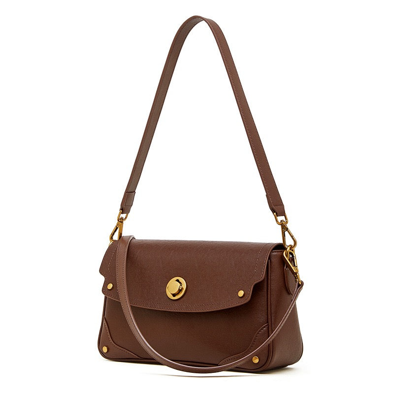 Bolso bandolera cruzado para mujer Eclipse Ash de cuero genuino con hebilla