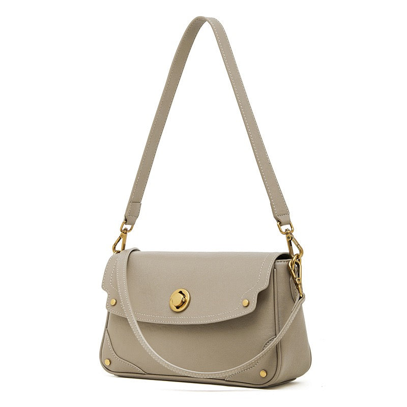 Bolso bandolera cruzado para mujer Eclipse Ash de cuero genuino con hebilla