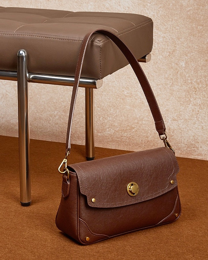 Bolso bandolera cruzado para mujer Eclipse Ash de cuero genuino con hebilla