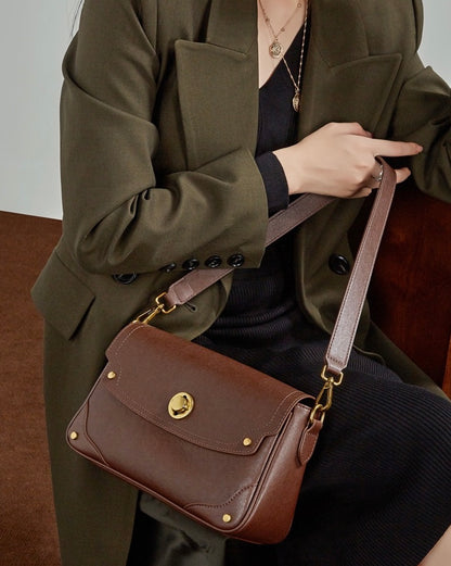 Bolso bandolera cruzado para mujer Eclipse Ash de cuero genuino con hebilla