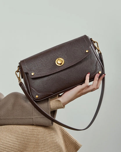 Bolso bandolera cruzado para mujer Eclipse Ash de cuero genuino con hebilla