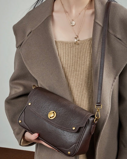 Bolso bandolera cruzado para mujer Eclipse Ash de cuero genuino con hebilla