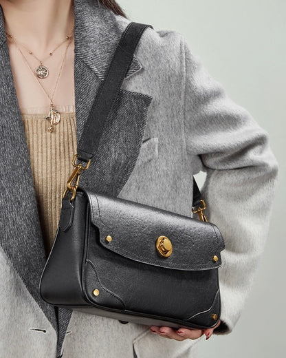 Bolso bandolera cruzado para mujer Eclipse Ash de cuero genuino con hebilla