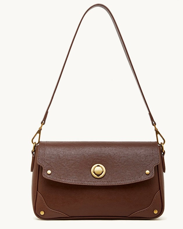 Bolso bandolera cruzado para mujer Eclipse Ash de cuero genuino con hebilla