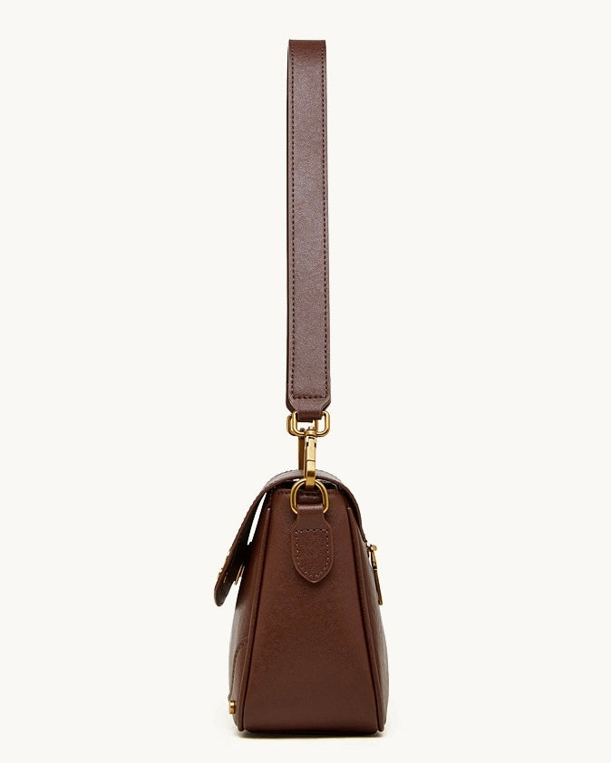 Bolso bandolera cruzado para mujer Eclipse Ash de cuero genuino con hebilla