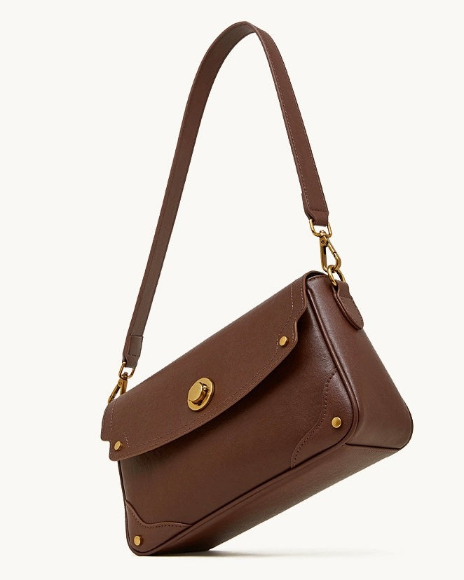 Bolso bandolera cruzado para mujer Eclipse Ash de cuero genuino con hebilla