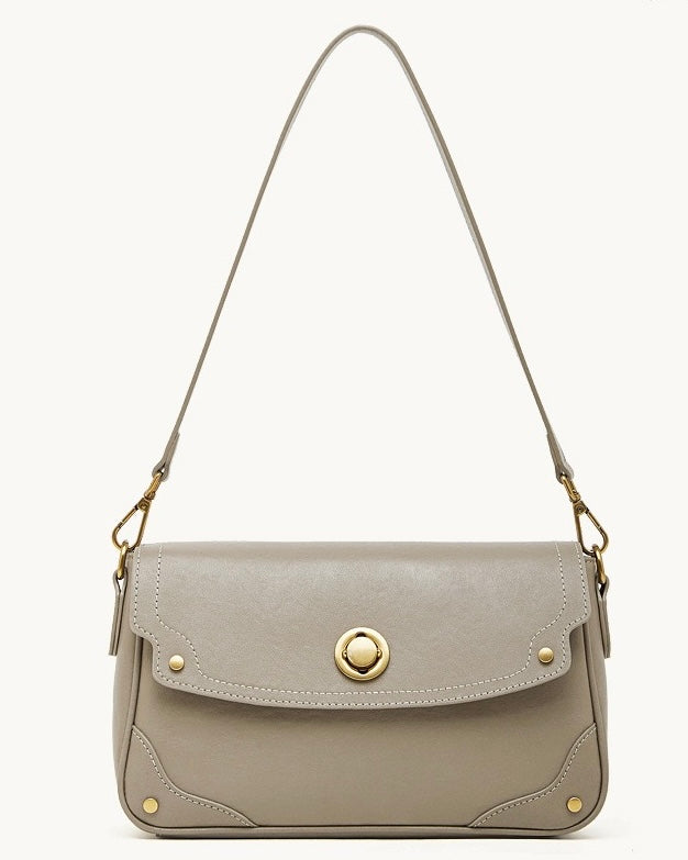 Bolso bandolera cruzado para mujer Eclipse Ash de cuero genuino con hebilla