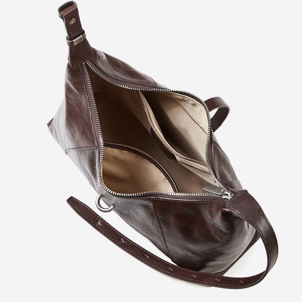 Bolso Hobo Retro de Cuero Genuino en Forma de Media Luna para Mujer