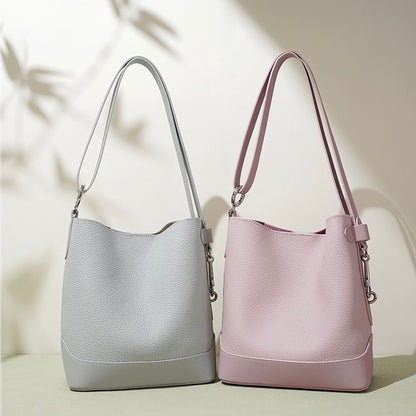 Damen Umhängetasche aus echtem Leder mit Lychee-Grain-Muster