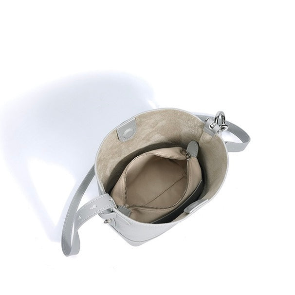 Damen Umhängetasche aus echtem Leder mit Lychee-Grain-Muster