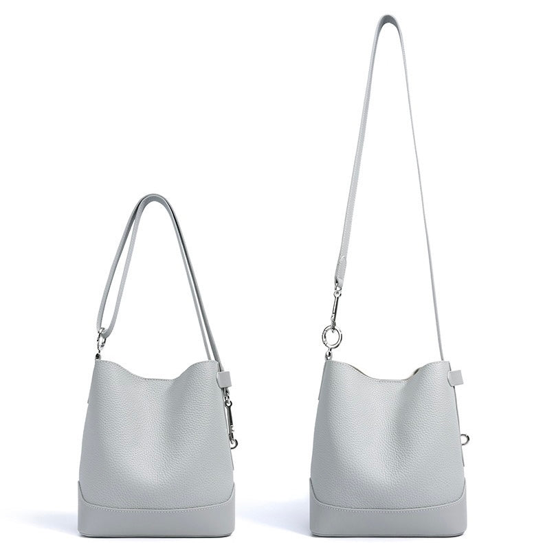 Damen Umhängetasche aus echtem Leder mit Lychee-Grain-Muster