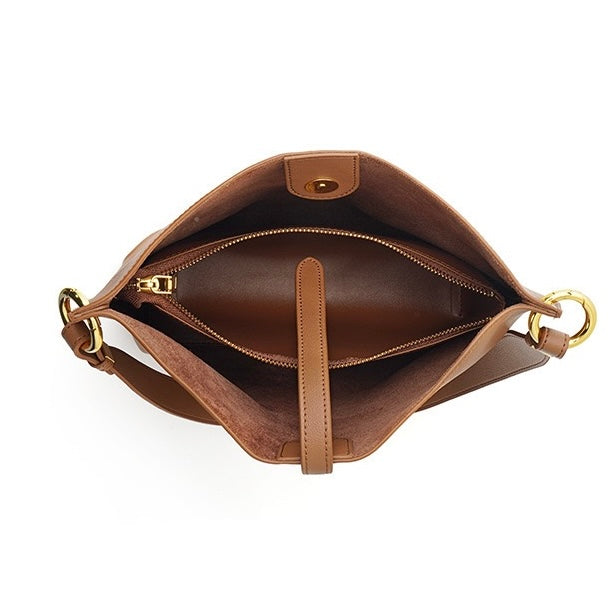 Damen-Eimertasche aus echtem Leder für den Pendler