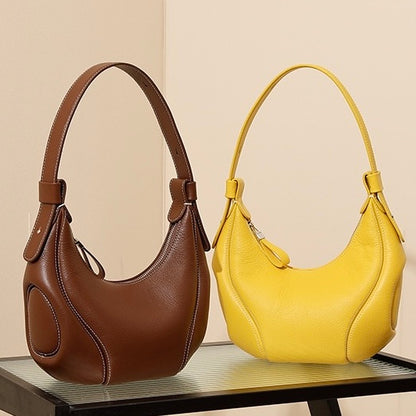 Damen Echtleder Niche Crescent Vintage Schulter-Umhängetasche
