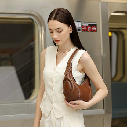 Damen Echtleder Niche Crescent Vintage Schulter-Umhängetasche