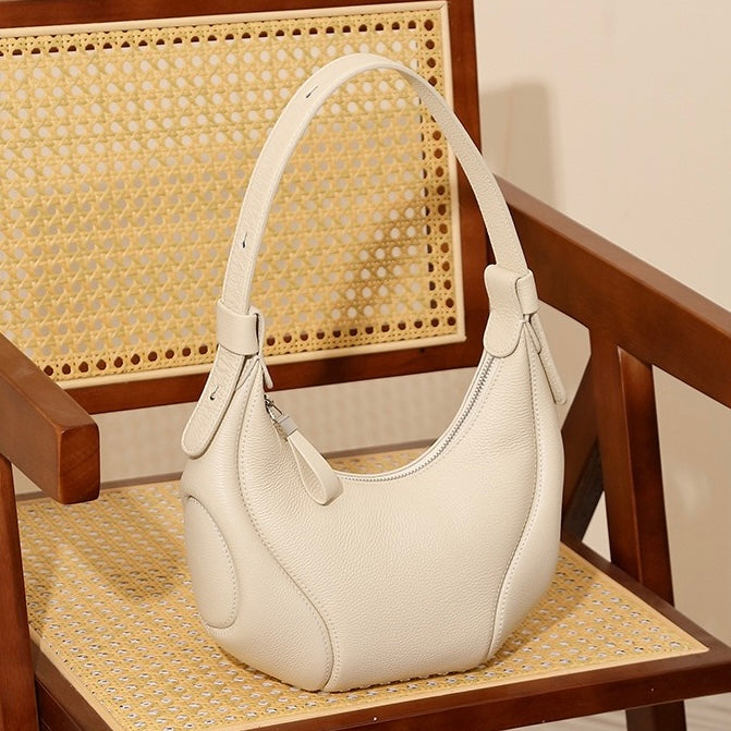 Damen Echtleder Niche Crescent Vintage Schulter-Umhängetasche