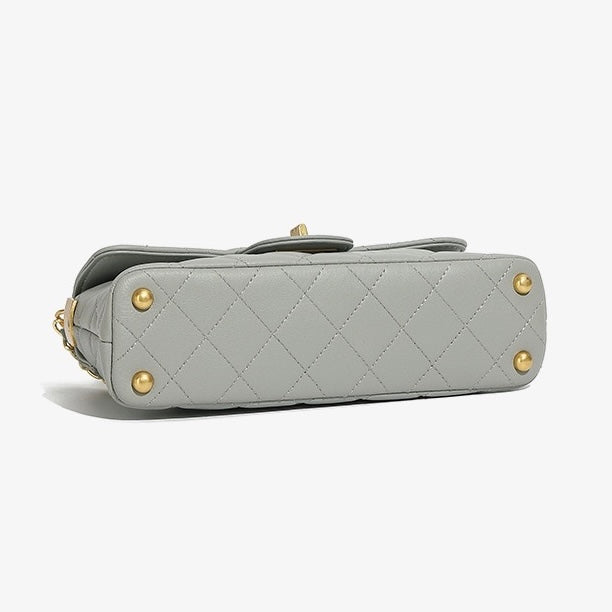 Damen-Umhängetasche aus echtem Leder mit gesteppter Kette