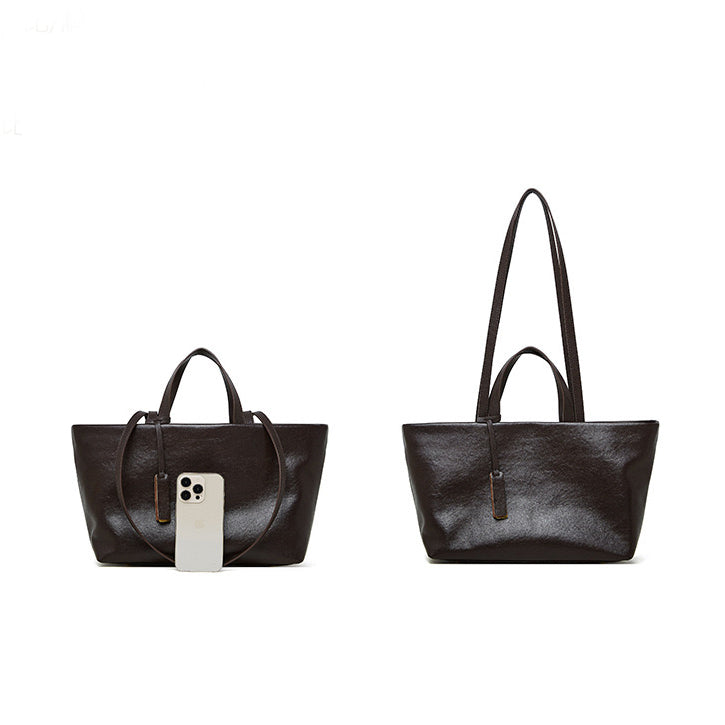 Women's Genuine Leather Vintage Soft Large-Capacity Crossbody Tote Bag