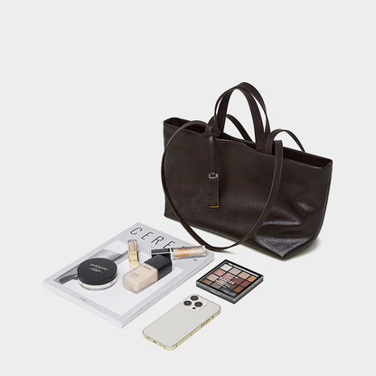 Women's Genuine Leather Vintage Soft Large-Capacity Crossbody Tote Bag
