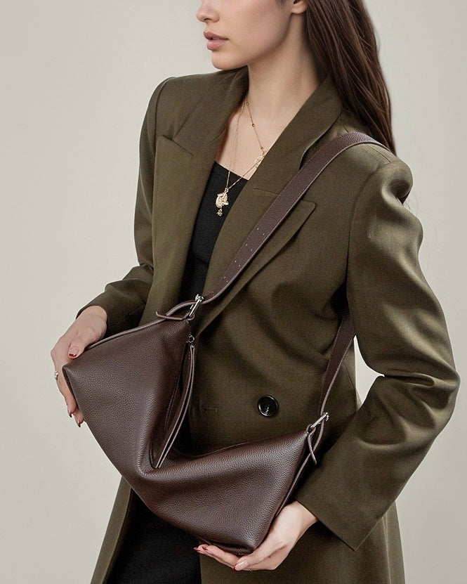 Die Origami Asymmetrische Echtledertasche – Vielseitige 2-Wege-Tragbare Schultertasche