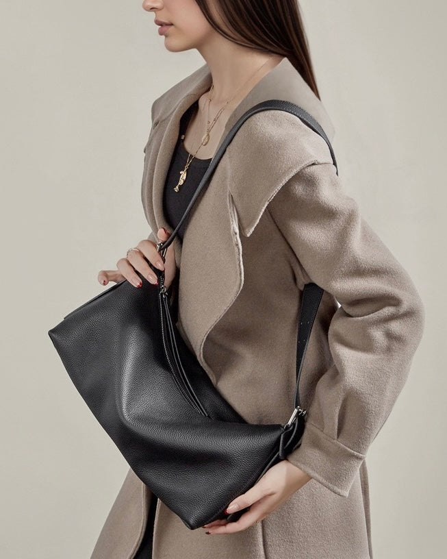 Die Origami Asymmetrische Echtledertasche – Vielseitige 2-Wege-Tragbare Schultertasche