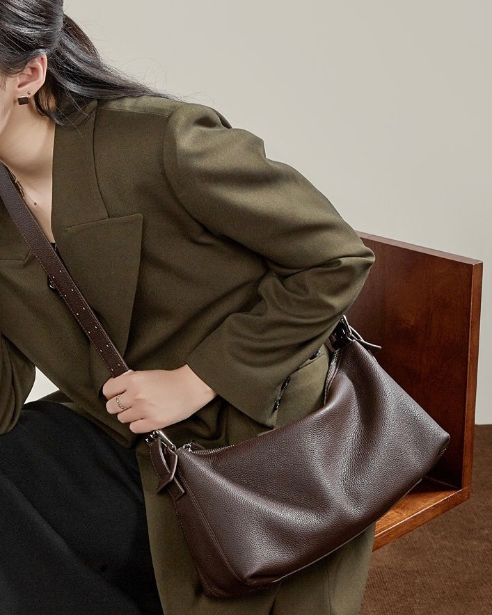 Die Origami Asymmetrische Echtledertasche – Vielseitige 2-Wege-Tragbare Schultertasche