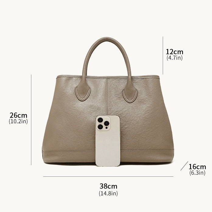 Vintage Genuine Leather Bag with Versatile 2-Way Carry - Classic Work Satchel