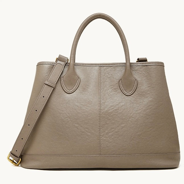 Vintage Genuine Leather Bag with Versatile 2-Way Carry - Classic Work Satchel